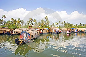 Traditional House boats, Alleppey, Kerala, India.