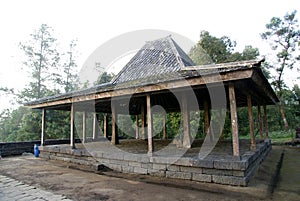 Traditional house joglo at Candi Cetho photo