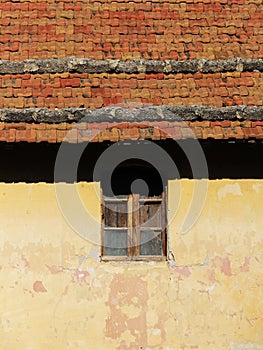 Traditional house, facade and roof, background