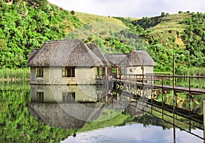 Traditional house on lake
