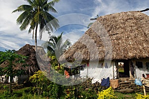 Traditional house of Navala village, Viti Levu, Fiji photo