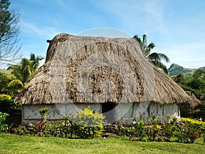 Traditional house of Navala village, Viti Levu, Fiji photo