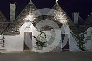 Traditional house in southern Italy at night