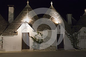 Traditional house in southern Italy at night