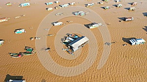 A traditional house on Tonle Sap Lake in Chong Kneas Floating Village