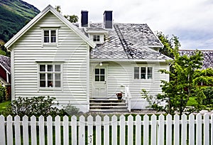 Traditional house in village Olden, Norway.