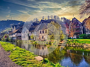 Traditional houses in Alsace. Architecture in France. Europe