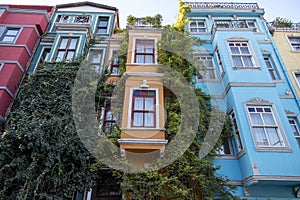 Traditional houses at Balat District in Istanbul, Turkey