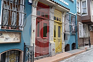 Traditional houses at Balat District in Istanbul, Turkey