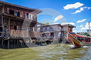 Traditional houses on Khlong, Bangkok, Thailand