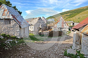 Traditional houses in Lukomir village, Bosnia`s highest village at 1469 meters