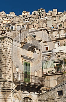 Traditional houses of modica in sicily italy