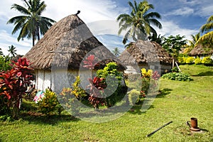 Traditional houses of Navala village, Viti Levu, Fiji photo