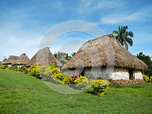 Traditional houses of Navala village, Viti Levu, Fiji photo