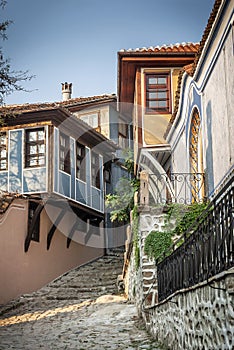 Traditional houses in old town of plovdiv bulgaria