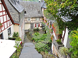 Traditional houses on street in german village