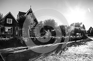 Traditional houses & streets in Holland town Volendam, Netherlands