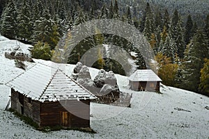 Traditional houses during winter
