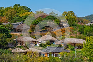 Traditional houses at Yangdong folk village in the Republic of Korea