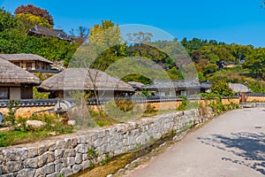 Traditional houses at Yangdong folk village in the Republic of Korea