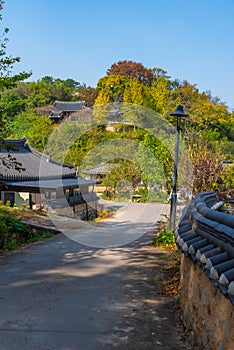 Traditional houses at Yangdong folk village in the Republic of Korea