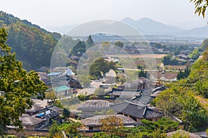 Traditional houses at Yangdong folk village in the Republic of Korea