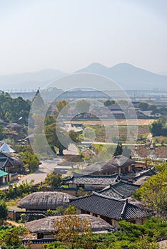 Traditional houses at Yangdong folk village in the Republic of Korea