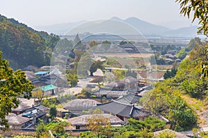 Traditional houses at Yangdong folk village in the Republic of Korea