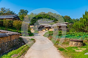 Traditional houses at Yangdong folk village in the Republic of Korea