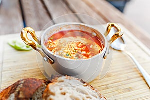 Traditional Hungarian goulash soup
