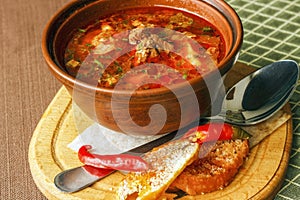 Traditional Hungarian goulash soup