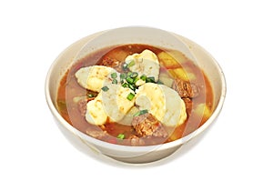 Traditional hungarian hot goulash soup