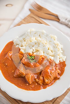 Traditional Hungarian hot goulash soup