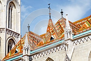 hungarian Roof tiles on the St. Matthias Cathedral in Budapest