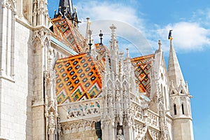 hungarian Roof tiles on the St. Matthias Cathedral in Budapest