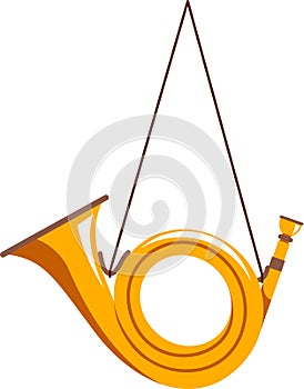 Traditional Hunting Bugle Isolated Icon in Flat Style. Vector Illustration.