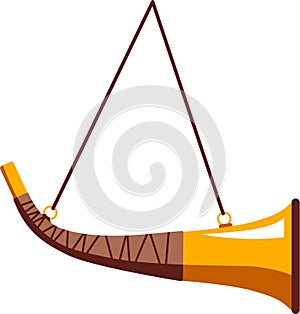 Traditional Hunting Bugle Isolated Icon in Flat Style. Vector Illustration.