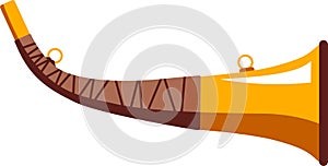 Traditional Hunting Bugle Isolated Icon in Flat Style. Vector Illustration.