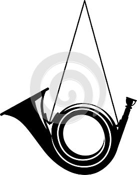 Traditional Hunting Bugle Isolated Icon in Flat Style. Vector Illustration.