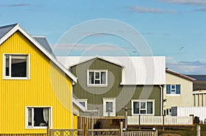 Traditional icelandic architecture at city of Grindavik