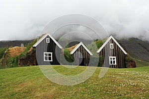 Traditional icelandic houses in Hollar photo