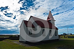 Traditional icelandic wooden church in Grindavik