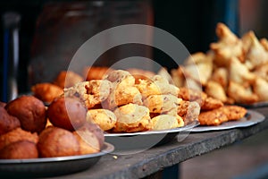 Traditional India food on the street.