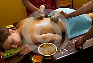 Traditional indian ayurvedic oil massage