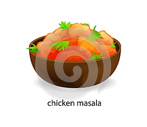 Traditional indian dish chicken masala slices vector