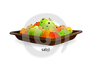 Traditional indian dish sabji vegetable stew vector