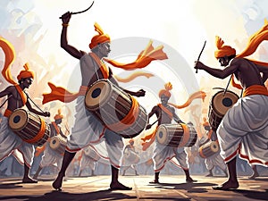 Traditional indian drummers performing