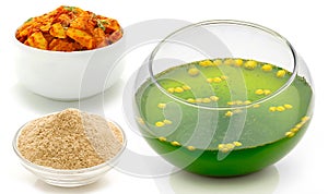 The traditional Indian Food Name Pani Puri or Golgappa, Golgappe or panipuri