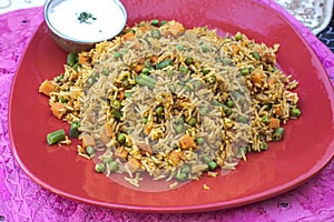 Traditional indian food Vegetable Biryani with rice