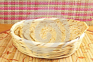 Traditional indian home made roti chapati paratha indian flat bread or indian tortilla nan